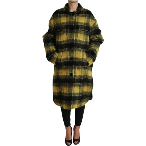 Plaid Long Sleeve Casual Coat Jacket , female, Sizes: XS - Dolce & Gabbana - Modalova