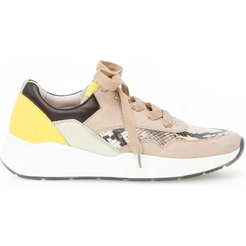 Beige Reptil Effekt Sneakers , Damen, Größe: 37 1/2 EU - Gabor - Modalova