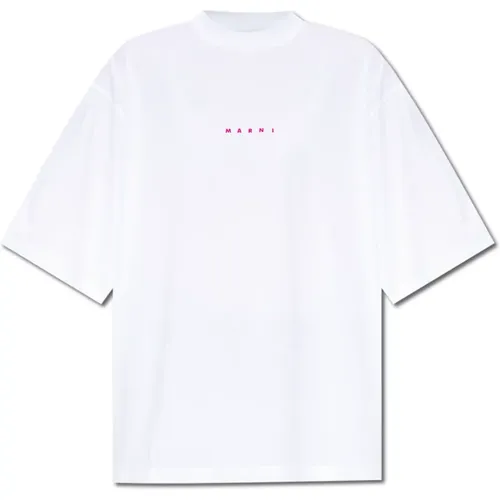 T-shirt with logo , female, Sizes: S, XS, 2XS - Marni - Modalova