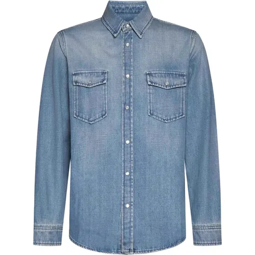 Denim Klassisches Hemd , Herren, Größe: M - Saint Laurent - Modalova