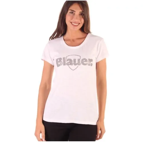Damen T-Shirt aus 100% Baumwolle , Damen, Größe: L - Blauer - Modalova