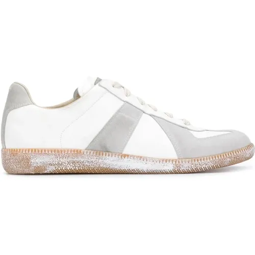 Weiße Sneakers mit Farbspritzer Detail , Herren, Größe: 39 EU - Maison Margiela - Modalova