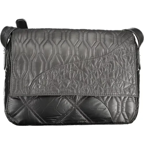 Schwarze Polyurethan-Handtasche mit verstellbarem Schultergurt , Damen, Größe: ONE Size - Desigual - Modalova