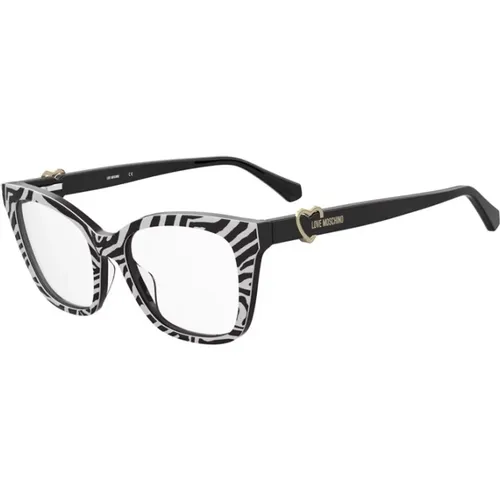 Schicke Schwarz & Weiß Brille , unisex, Größe: 52 MM - Love Moschino - Modalova
