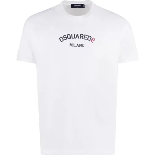 Kontrastierendes Logo Baumwoll T-Shirt , Herren, Größe: L - Dsquared2 - Modalova