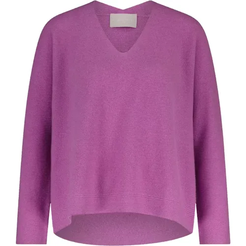 Kaschmir V-Ausschnitt Pullover , Damen, Größe: XL - Hemisphere - Modalova