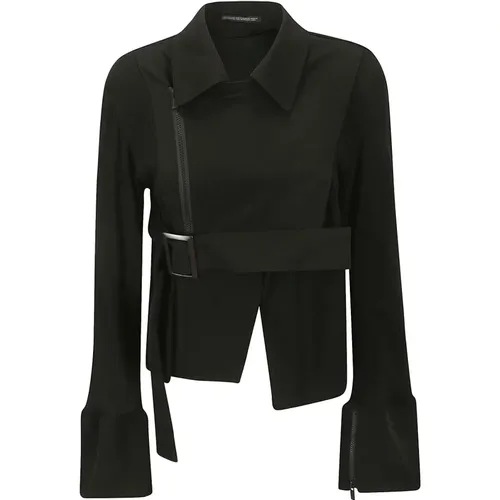 Short Zip Jacket with Belt Detail , female, Sizes: M - Yohji Yamamoto - Modalova