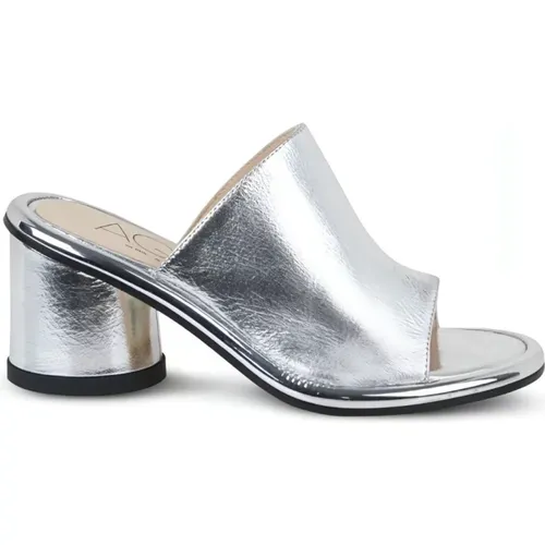 Silver Heeled Mules Sandals , female, Sizes: 7 UK, 6 UK - AGL - Modalova