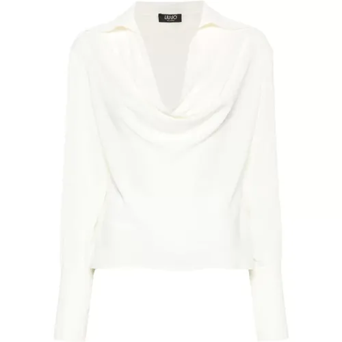 Weiße Drapierte Cowl Neck Bluse , Damen, Größe: S - Liu Jo - Modalova