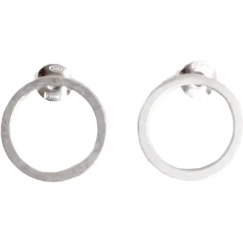 Gravierte Silber Hoop Ohrringe Paar , unisex, Größe: ONE Size - Maison Margiela - Modalova