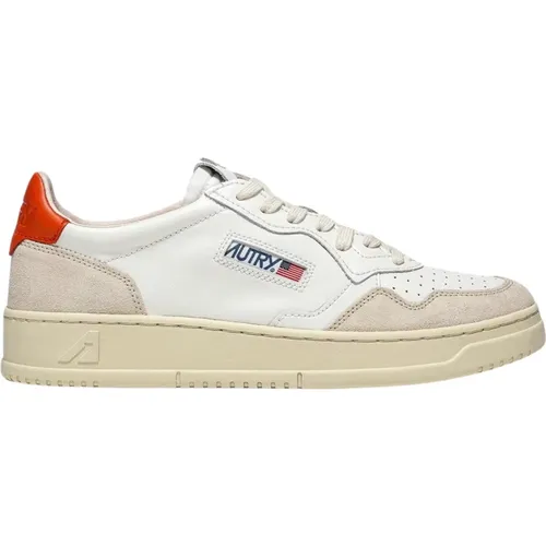 Weiße und Orangefarbene Wildleder-Sneakers , Herren, Größe: 44 EU - Autry - Modalova