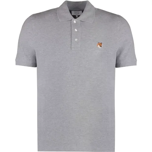 Fox Patch Baumwoll-Poloshirt , Herren, Größe: XL - Maison Kitsuné - Modalova