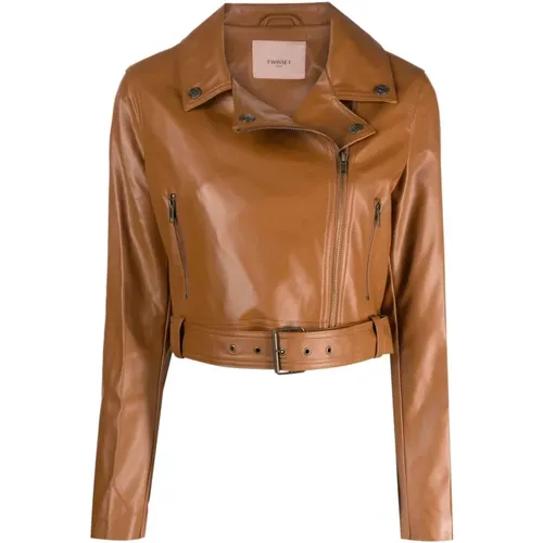 Leather jacket , female, Sizes: S, M - Twinset - Modalova