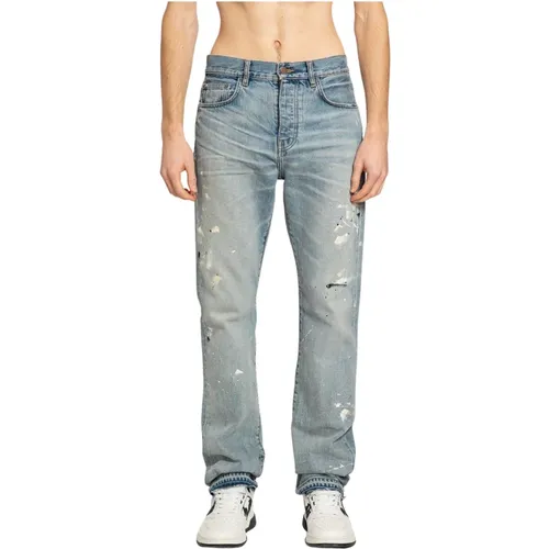 Indigo Painted Straight Leg Jeans , male, Sizes: W30, W31, W33, W29 - Amiri - Modalova