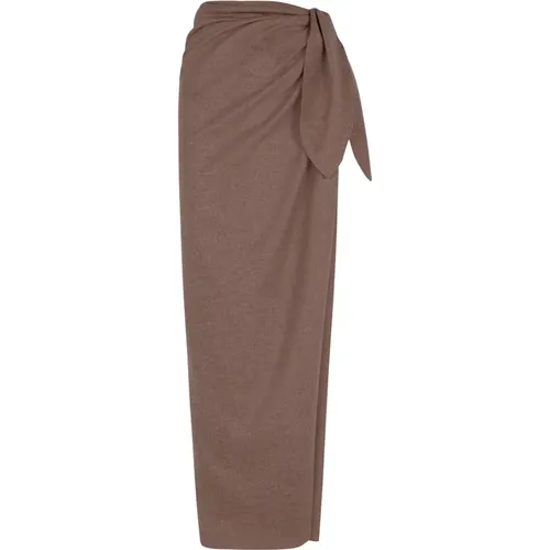 Cappuccino Wool and Cashmere Wrap Skirt , female, Sizes: XL, L, 2XL - Cortana - Modalova