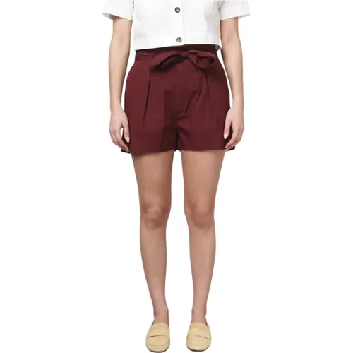 Burgundy High-Waisted Shorts , female, Sizes: L - Antik batik - Modalova