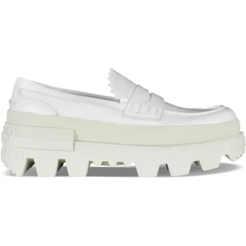 Weiße Lack Slip-on Loafers , Damen, Größe: 37 EU - Moncler - Modalova