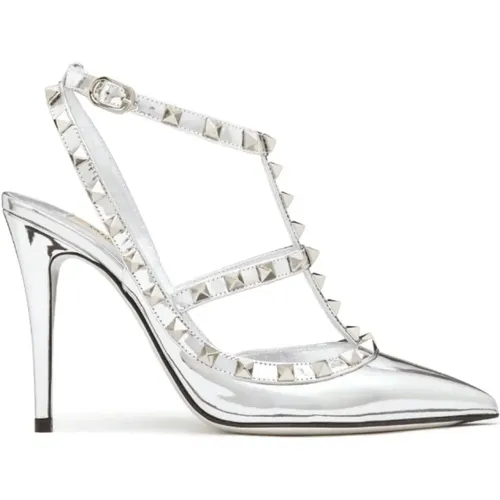 Silver Rockstud Ankle-Strap Pumps , female, Sizes: 6 UK, 7 1/2 UK, 7 UK - Valentino - Modalova