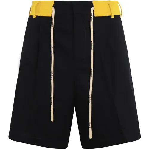 Navy Track Belt Shorts , male, Sizes: S, XS, M - Palm Angels - Modalova
