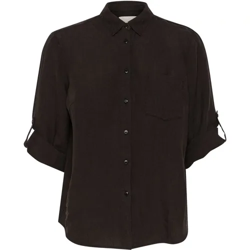 Black Linen Shirt with Pocket , female, Sizes: XS, 2XL, M, L - Part Two - Modalova