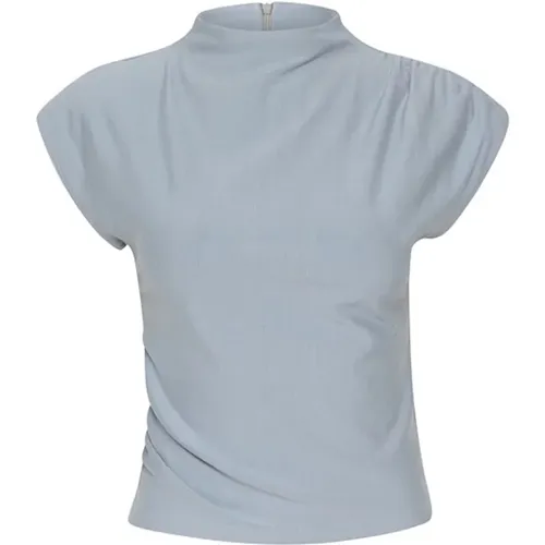 Simple Grey Blouse with Short Sleeves , female, Sizes: M - Gestuz - Modalova