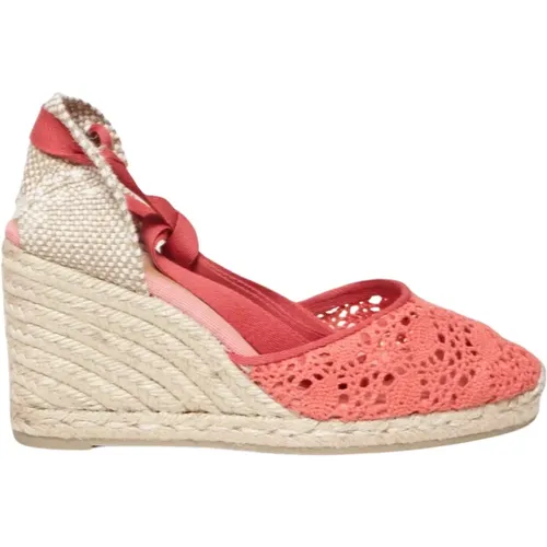 Rosa Gehäkelte Keil Espadrilles , Damen, Größe: 39 EU - Castañer - Modalova