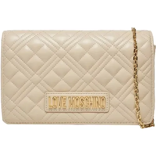 Luxuriöse Elfenbein Leder Clutch mit Verstellbarem Riemen - Moschino - Modalova