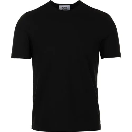 Schwarzes T-Shirt MM , Herren, Größe: M - Alpha Studio - Modalova