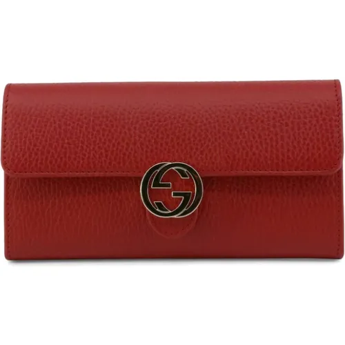 Rote Damen Leder Geldbörse mit Metall-Logo - Gucci - Modalova