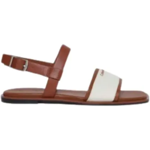 Canvas Flache Sandalen für Frauen , Damen, Größe: 37 EU - Calvin Klein - Modalova