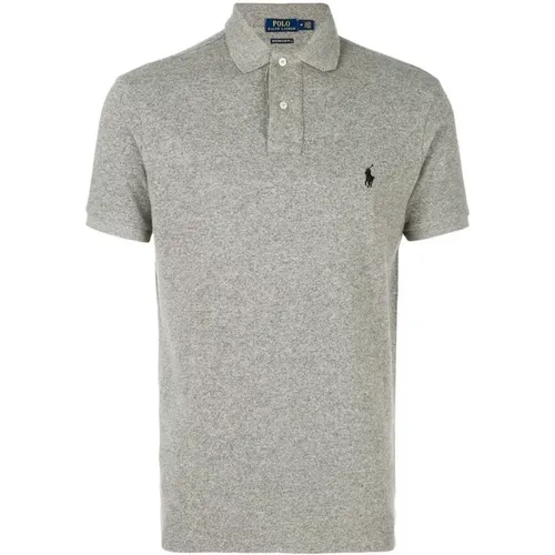 Graues Polo-Shirt mit Logo-Stickerei , Herren, Größe: 2XL - Ralph Lauren - Modalova