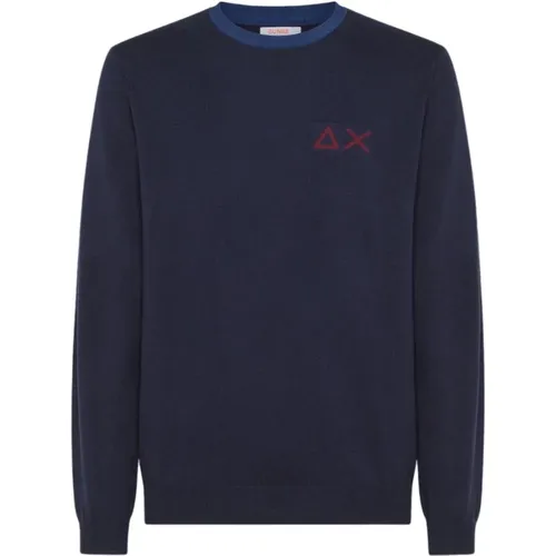 Sweaters with Contrasting Bordeaux Details , male, Sizes: XL, S, M, 2XL - Sun68 - Modalova