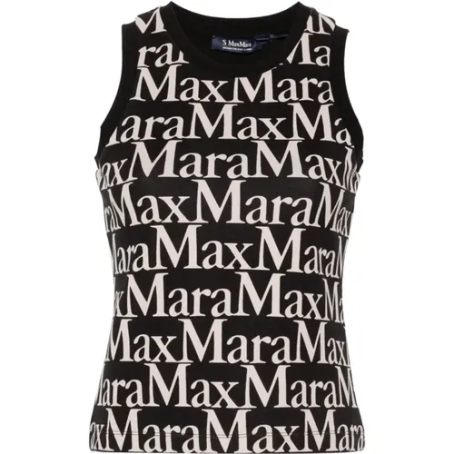 Ärmelloses Baumwolltop mit Logoaufdruck , Damen, Größe: S - Max Mara - Modalova