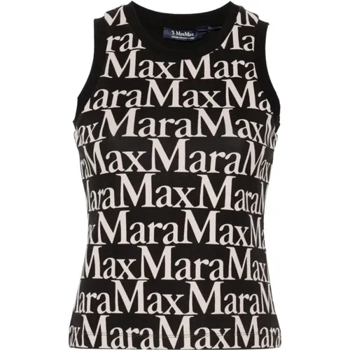 Ärmelloses Baumwolltop mit Logoaufdruck , Damen, Größe: XS - Max Mara - Modalova