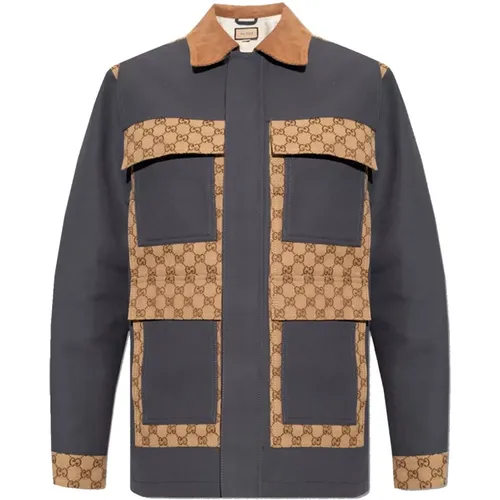 Cotton Jacket with Logo Pattern , male, Sizes: M - Gucci - Modalova