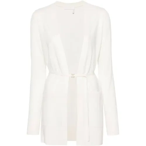 Ivory Wool Cardigan with Ribbed Edges and Coordinated Belt , female, Sizes: M, S, L - Chloé - Modalova