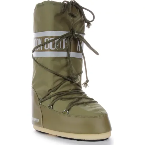 Iconic Nylon Winter Boots in Khaki , female, Sizes: 6 UK, 2 UK - moon boot - Modalova