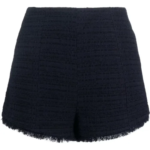 Navy Tweed Shorts Frayed Hem , female, Sizes: XS, M - Zimmermann - Modalova