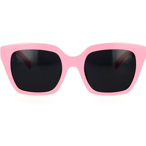Geometrische Sonnenbrille in Pastellrosa mit organischen grauen Gläsern - Celine - Modalova