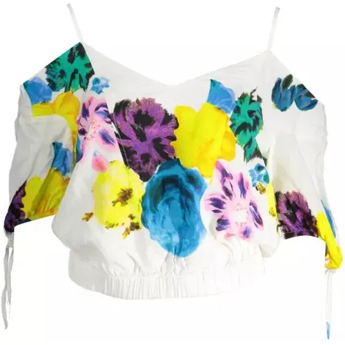 White Viscose Blouse with V-Neckline , female, Sizes: 2XL, M, XL, L, S - Desigual - Modalova