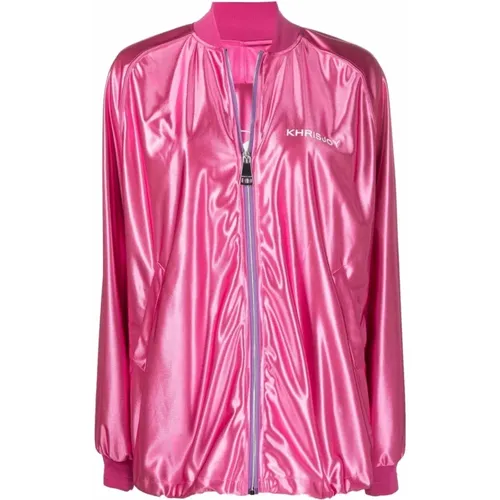 Satin Urban Tracksuit Jacket , female, Sizes: XS, S - Khrisjoy - Modalova