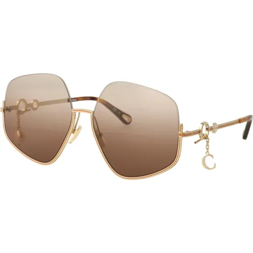Stylische Sonnenbrille für Trendigen Look,Trendige Oversized Sonnenbrille mit Halbrahmen und umgekehrten Verlaufsgläsern - Chloé - Modalova