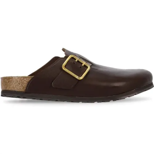 Leather Slipper with Metal Buckle , male, Sizes: 11 UK, 10 UK, 7 UK - Birkenstock - Modalova