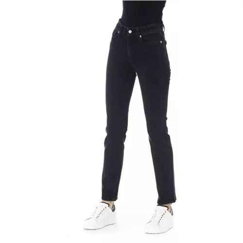 Logoed Button Regular Jeans mit Tricolor Inserts , Damen, Größe: W28 - Baldinini - Modalova