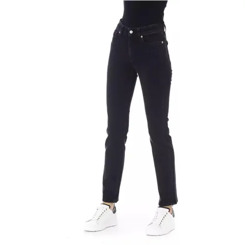 Logoed Button Regular Jeans mit Tricolor Inserts , Damen, Größe: W29 - Baldinini - Modalova