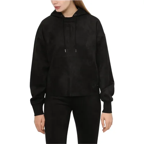 Kapuzen-Sweatshirt mit Wildleder-Effekt - Schwarz , Damen, Größe: S - Guess - Modalova