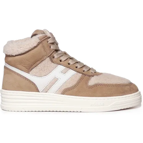 Nubuck Sneakers with Faux Fur Inserts , female, Sizes: 3 UK - Hogan - Modalova