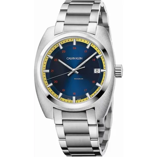 Blue Quartz Dial Steel Watch - K8W3114N , male, Sizes: ONE SIZE - Calvin Klein - Modalova