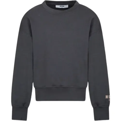 Grauer Pullover mit Logopatch MSGM - MSGM - Modalova