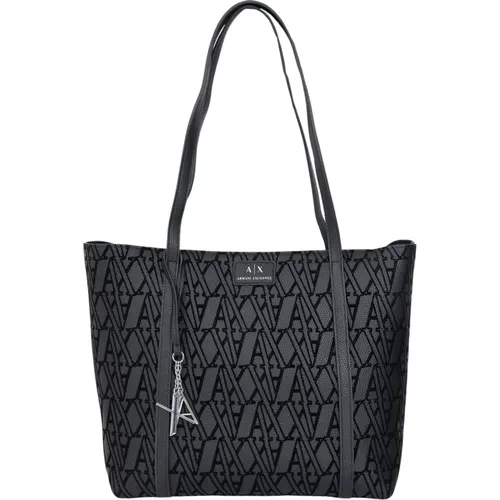 Monogram Velvet Shopper Bag , female, Sizes: ONE SIZE - Armani Exchange - Modalova